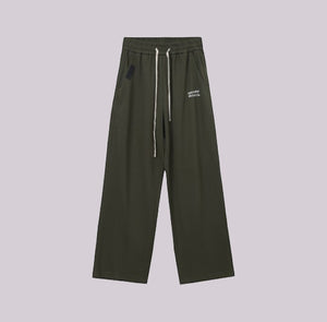 White London Clothing dark green relaxed fit trousers with drawstring and embroidered logo