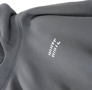 White London Clothing charcoal grey 100% cotton Dopamine Hoodie with white logo print on chest.