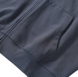 White London Clothing charcoal grey zip-up hoodie made from 100% jersey with a kangaroo pocket and ribbed cuffs.