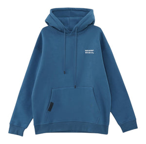 White London Clothing cobalt blue 100% cotton signature hoodie with a double-lined hood and logo print on chest and back.