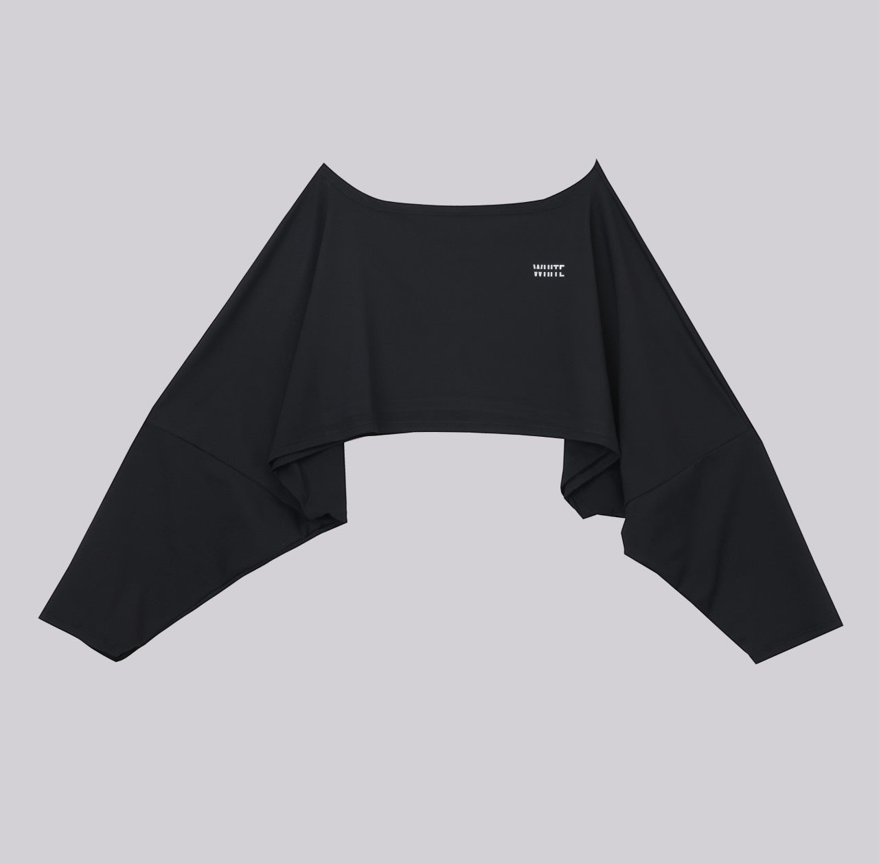 White London Clothing black oversized cropped sweatshirt with long sleeves and white logo detail on chest.