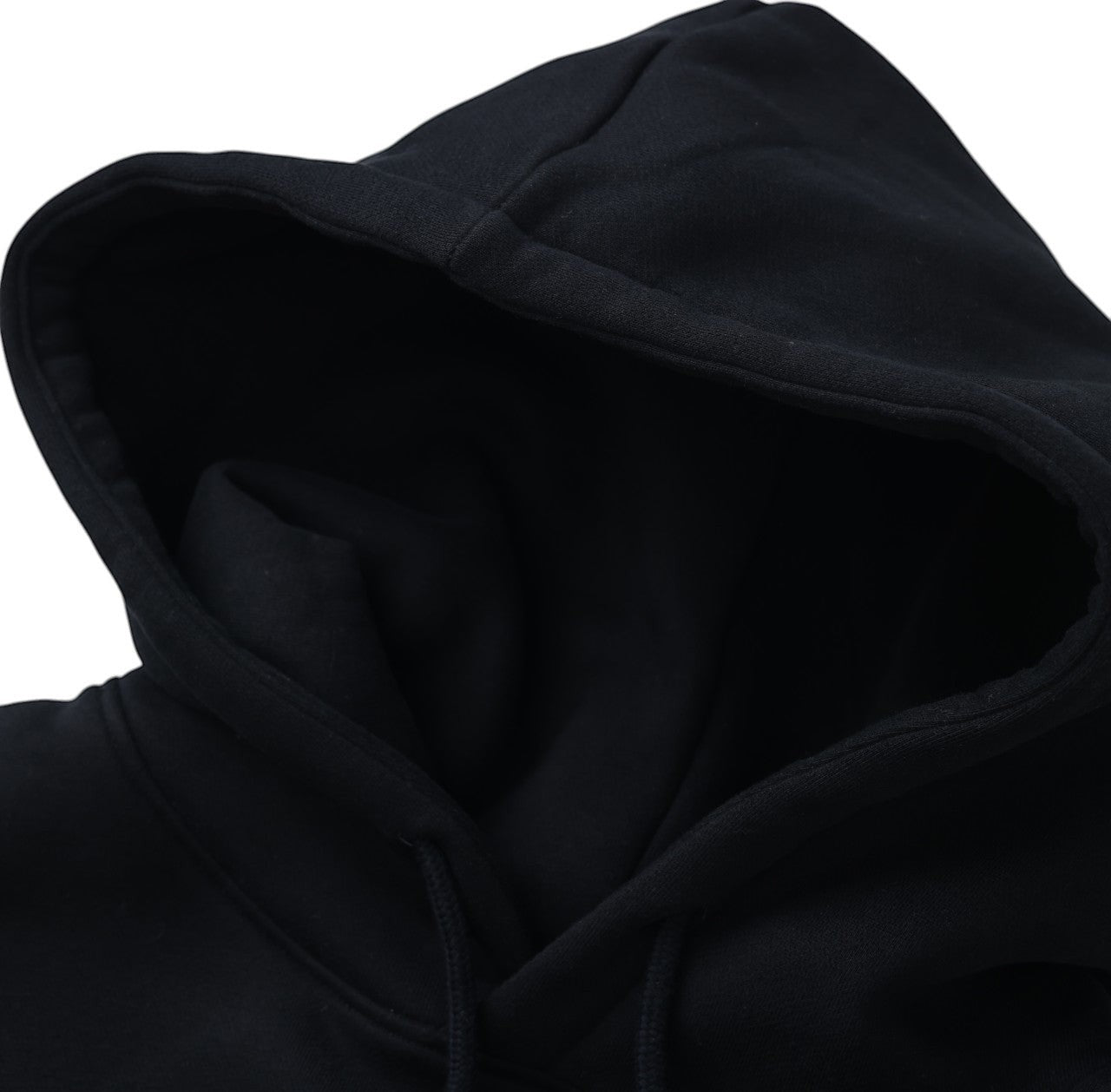 White London Clothing black cotton Dopamine Hoodie with drawstring hood and large logo on back.