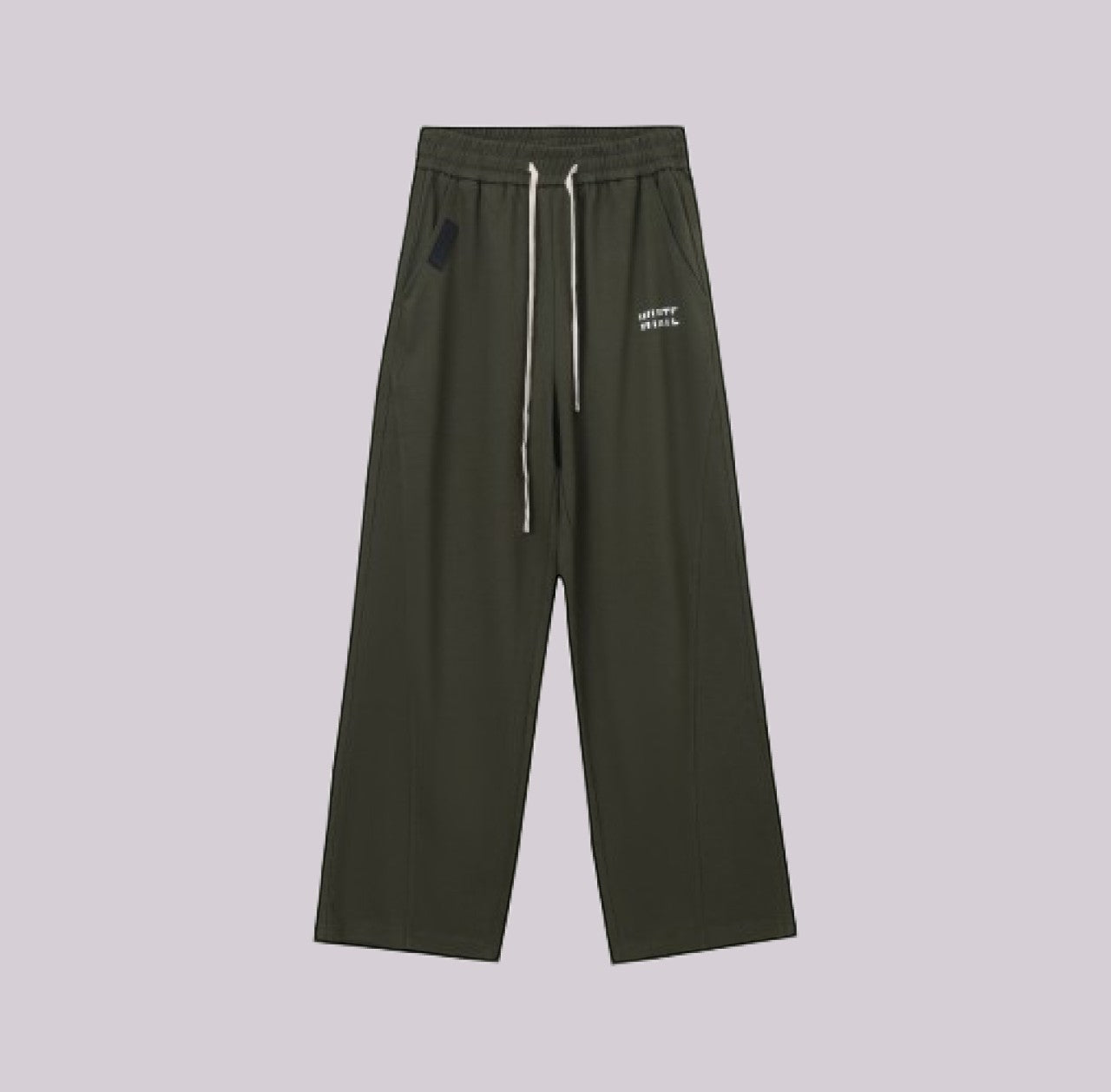White London Clothing dark green relaxed fit trousers with drawstring and embroidered logo