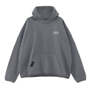 White London Clothing charcoal grey 100% cotton Dopamine Hoodie with printed logo on chest and back.