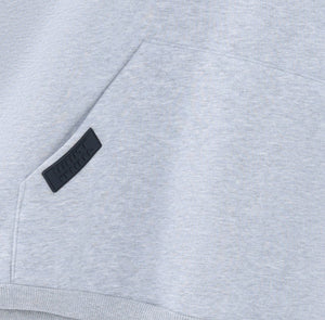 White London Clothing light grey 100% cotton Dopamine Hoodie with embossed logo tag on pocket.
