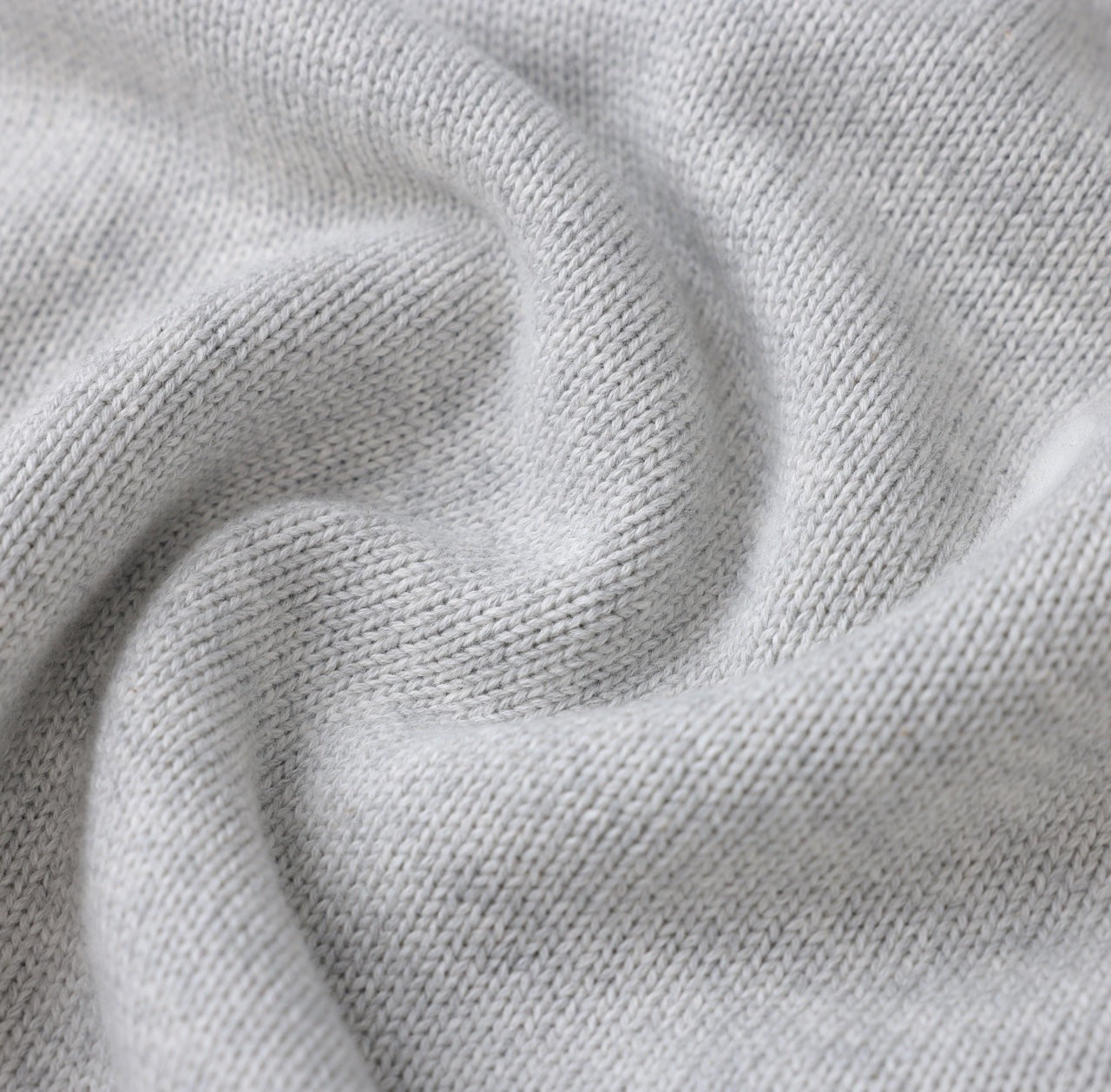 White London Clothing light grey merino wool blend knitted sweater with textured boucle yarn and oversized fit.