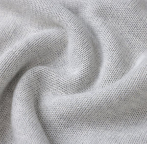 White London Clothing light grey merino wool blend knitted sweater with textured boucle yarn and oversized fit.