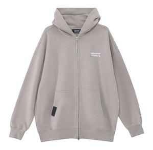 White London Clothing grey zip-up hoodie made from 100% jersey with dropped shoulders and a 2-way zipper.
