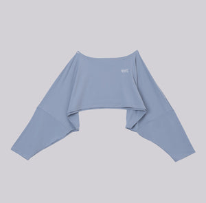 White London Clothing oversized fit cropped sweatshirt in light blue cotton jersey with a boat neck and white logo detail.