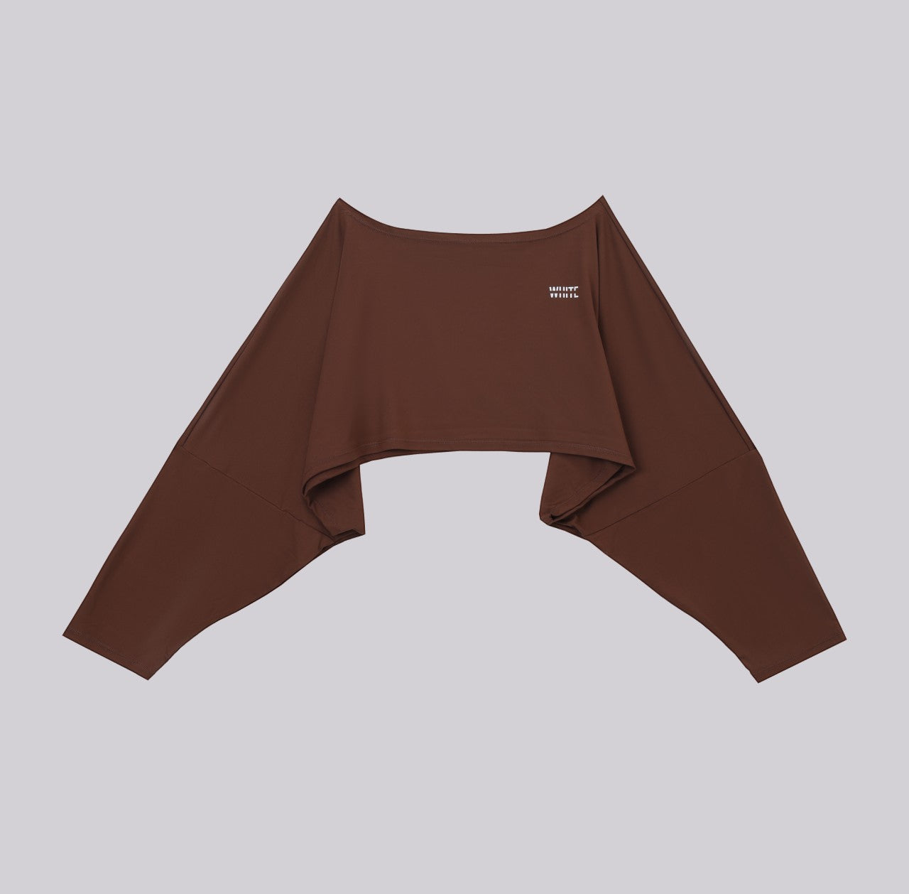 White London Clothing oversized fit cropped brown long sleeve sweatshirt with white logo detail on chest.