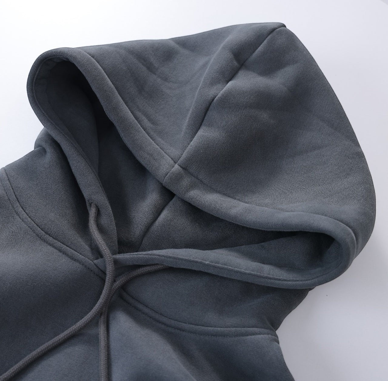 White London Clothing charcoal grey 100% cotton signature hoodie with double lined hood and drawstring.
