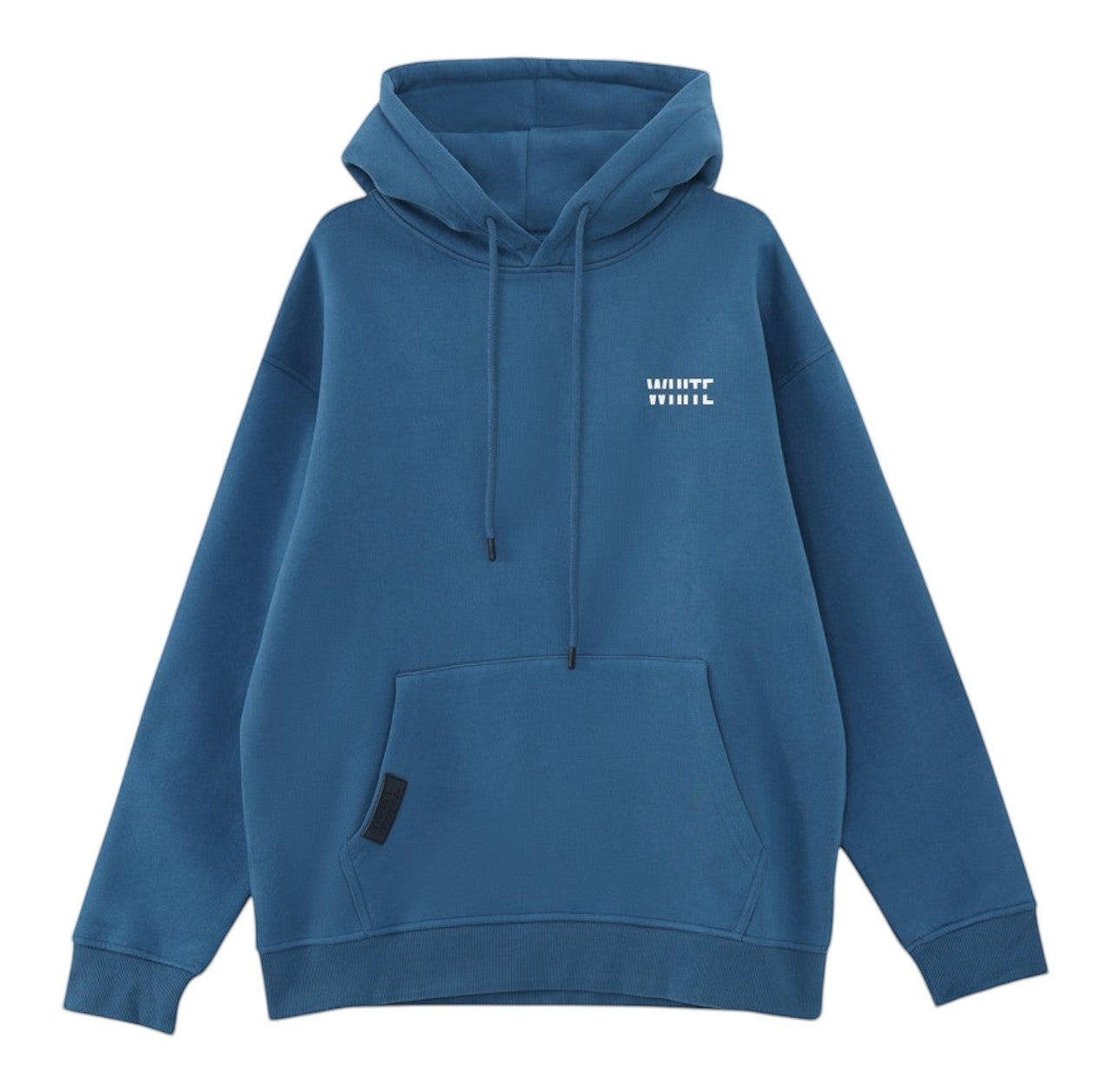 White London Clothing cobalt blue 100% cotton signature hoodie with a double-lined hood and logo print on chest and back.